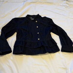 GAP Dark Blue Kids Jean Jacket with Ruffle